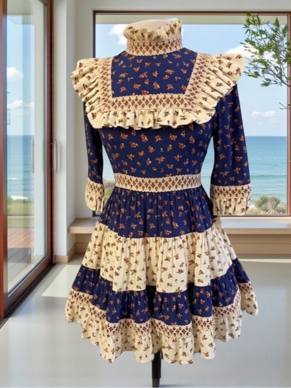 CeliaB Baldo Ruffled Crochet
Floral Print Mini Dress
Size XS